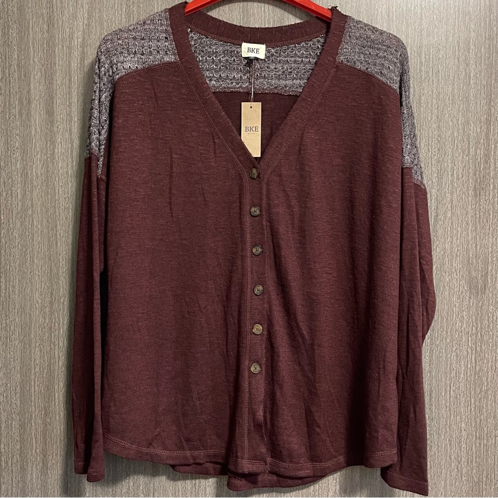 NWT BKE Cardigan - Deep Burgundy & Oversized - Size Medium